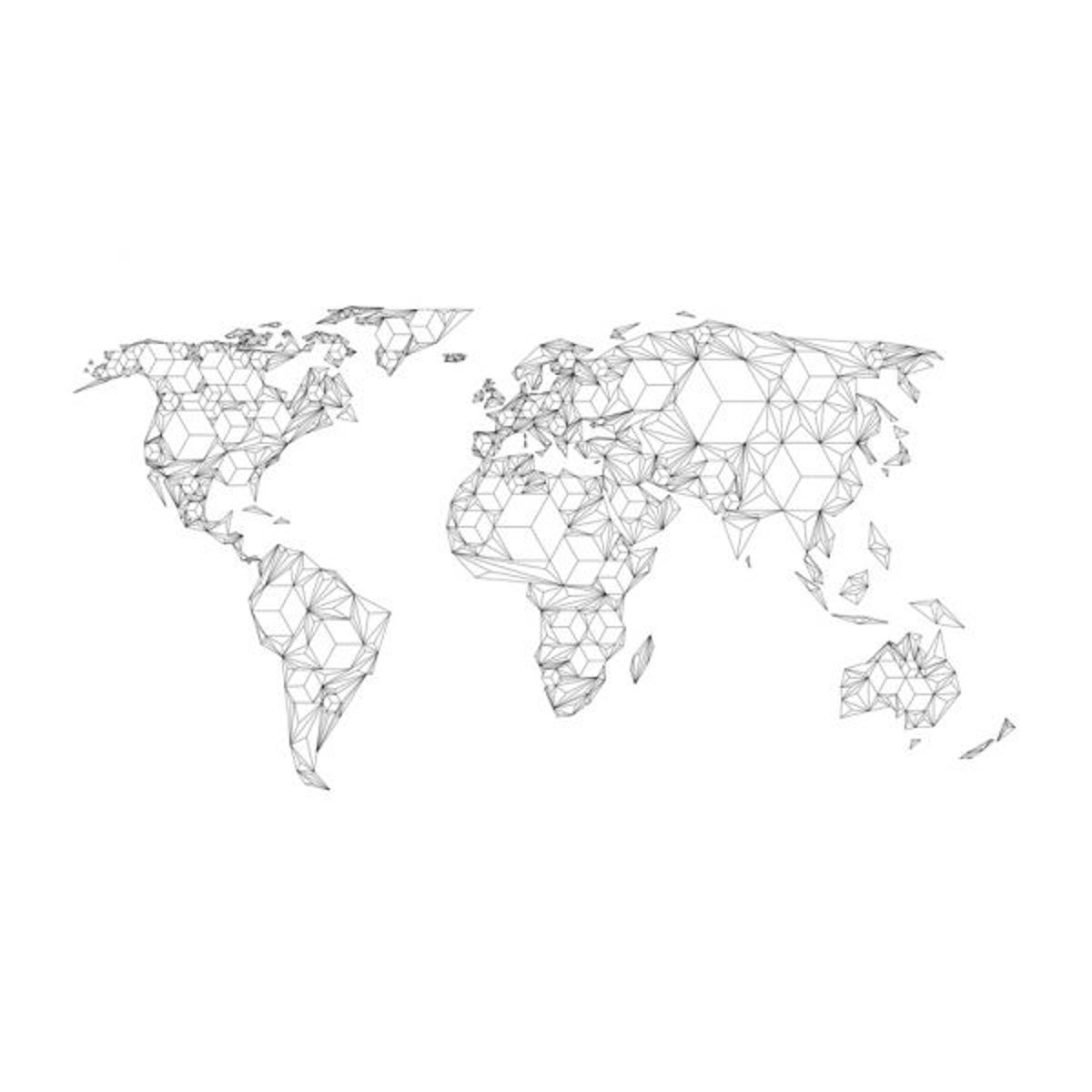 Papier peint intissé panoramique Carte du monde Map of the World - white solids noir, EDEN