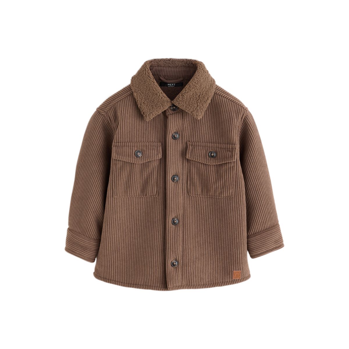 Veste-chemise en velours côtelé doublé marron chocolat, NEXT