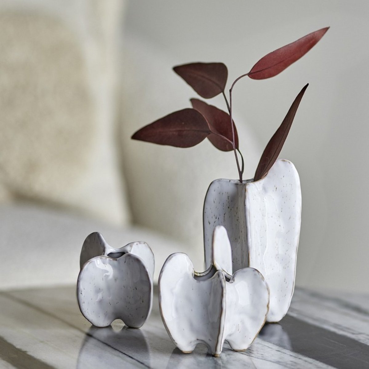 Petits vases grès Jayce set de 3 blanc, BLOOMINGVILLE