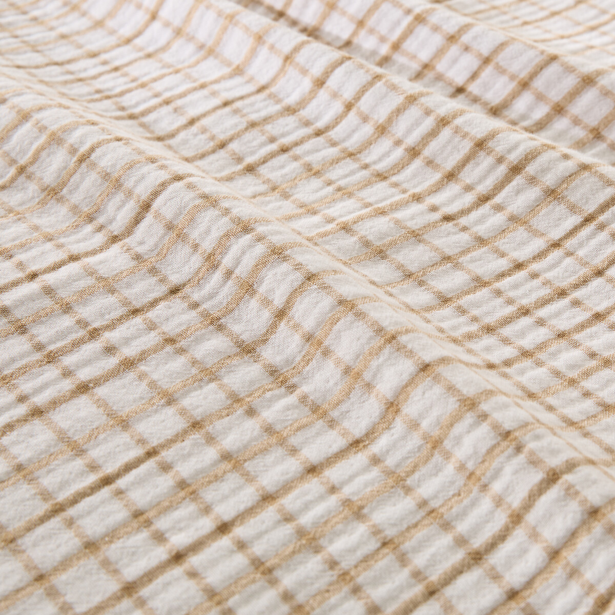Taie d'oreiller en gaze de coton, Nigel blanc/beige, LA REDOUTE INTERIEURS