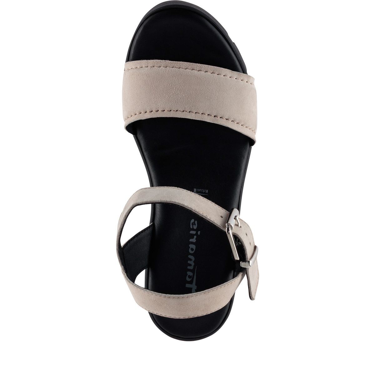 Sandales chunky compensées en cuir beige, TAMARIS