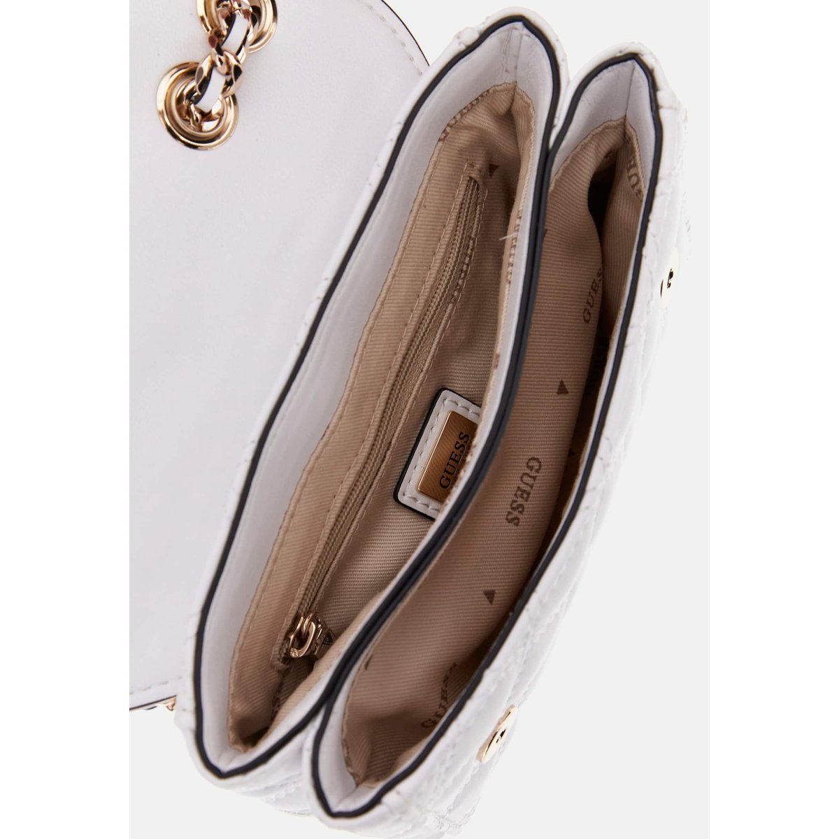 Mini Sac À Bandoulière Giully Surpiqué blanc, GUESS