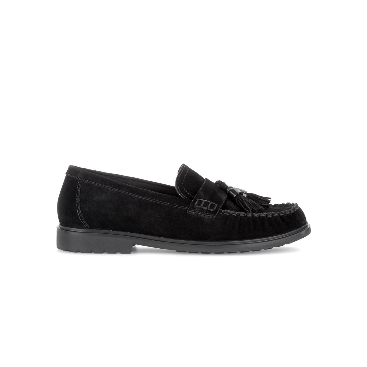 Mocassins en cuir à talon décroché noir velours, GABOR