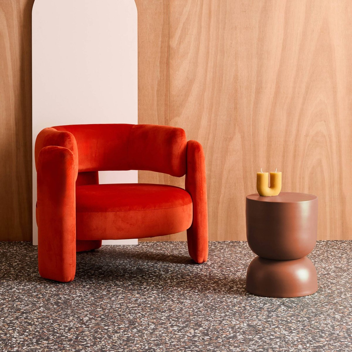 Table d'appoint, bout de canapé, table de chevet métal Ø32 x H42cm MADI terracotta, SWEEEK