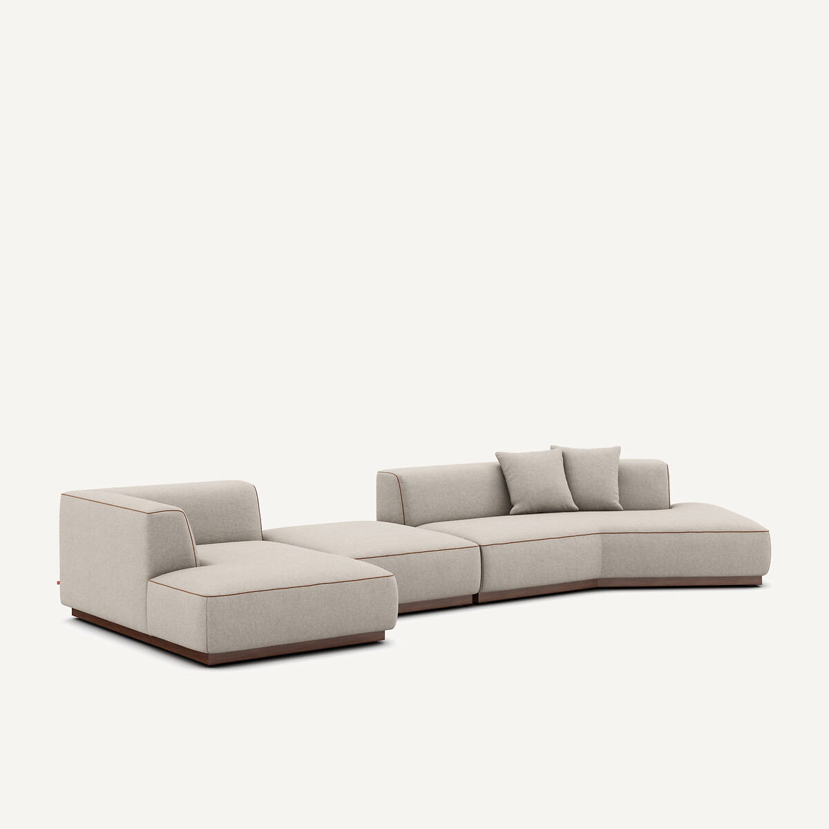 Canapé d'angle gauche ouvert avec repose-pieds en texturé viscose et lin, JACOPO naturel, AM.PM