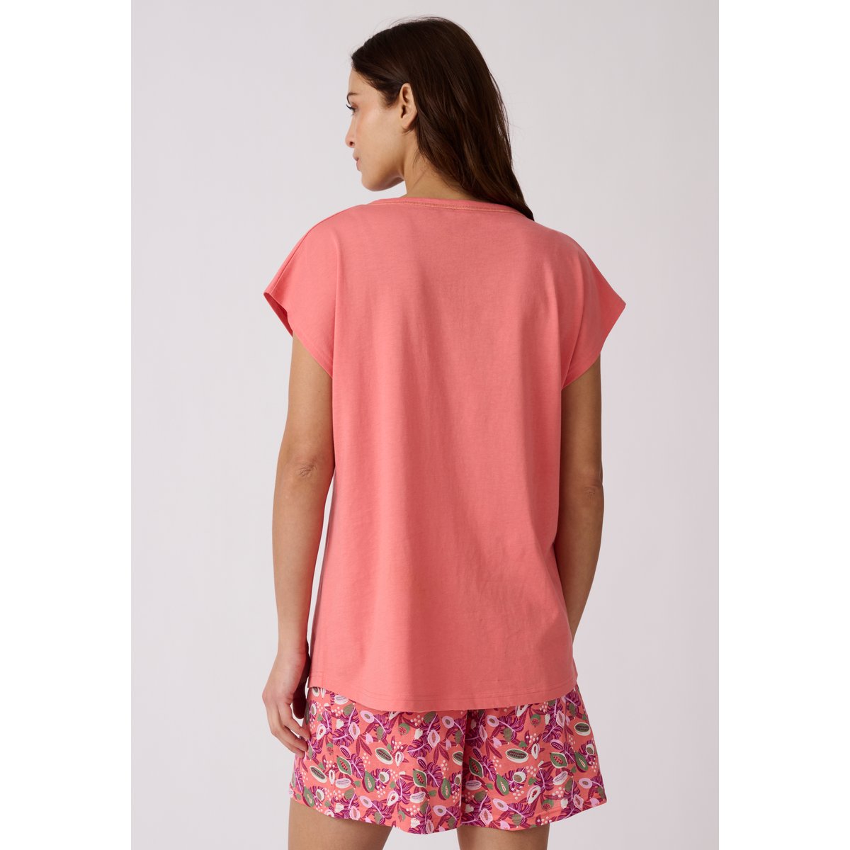 T-shirt de pyjama pur coton rose pêche, DAMART