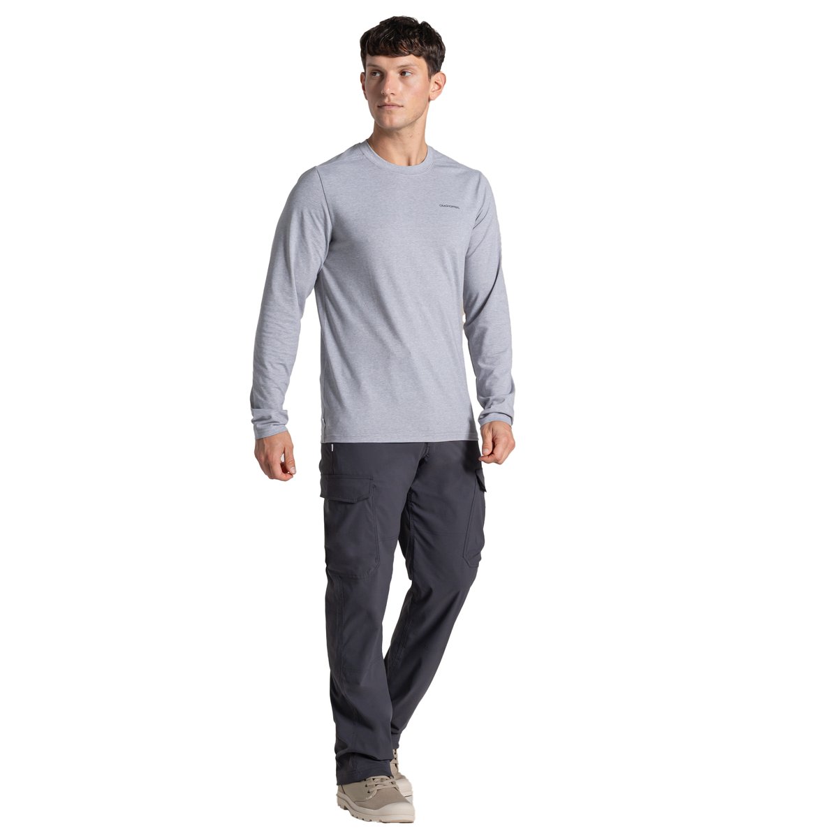 T-shirt uni manches longues ABEL gris clair, CRAGHOPPERS