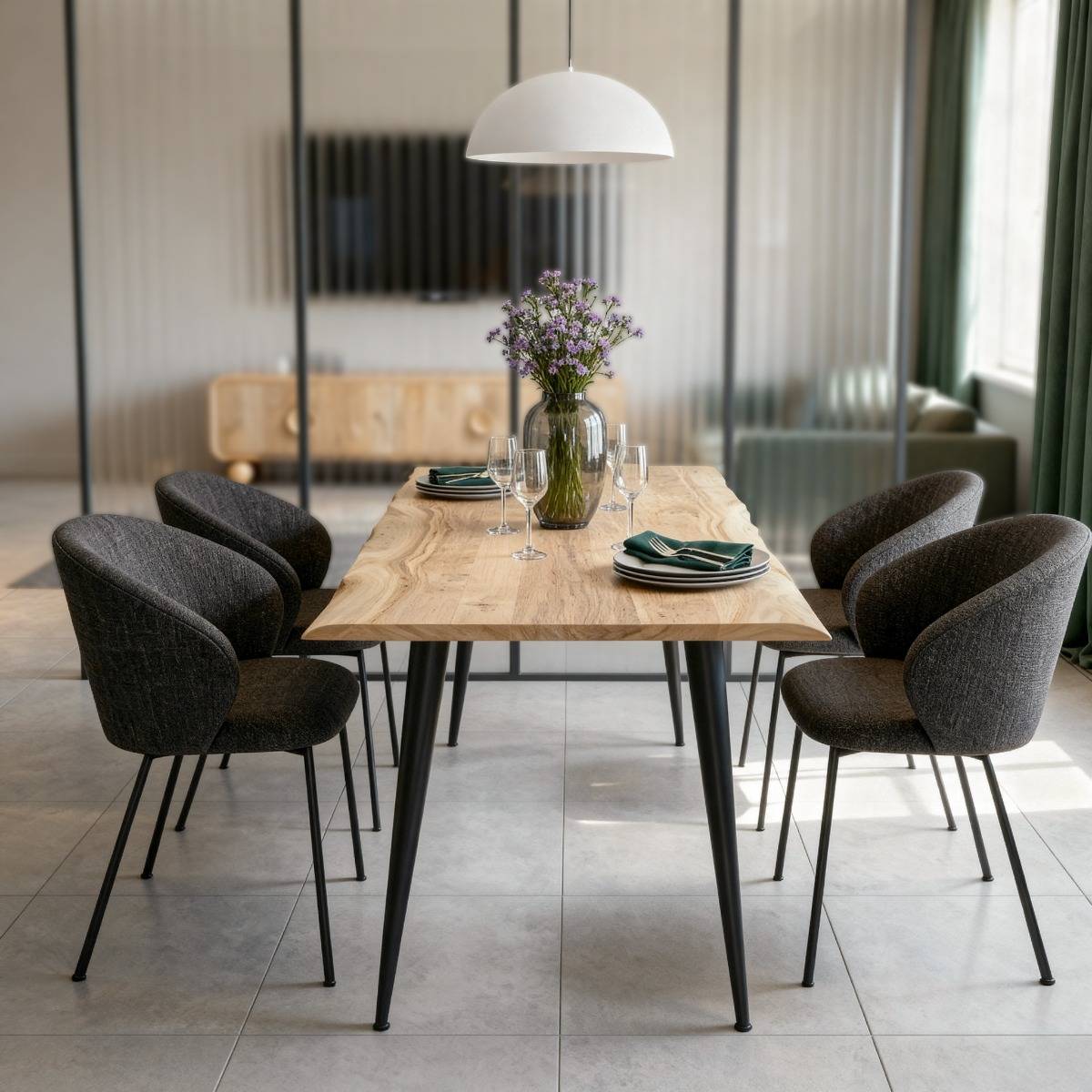 Table à manger en bois d'acacia TREE bois clair, MADE IN MEUBLES 