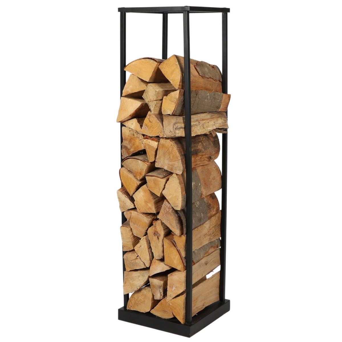 Range bûches pour intérieur en métal noir 31.5x31.5x115cm noir, WADIGA