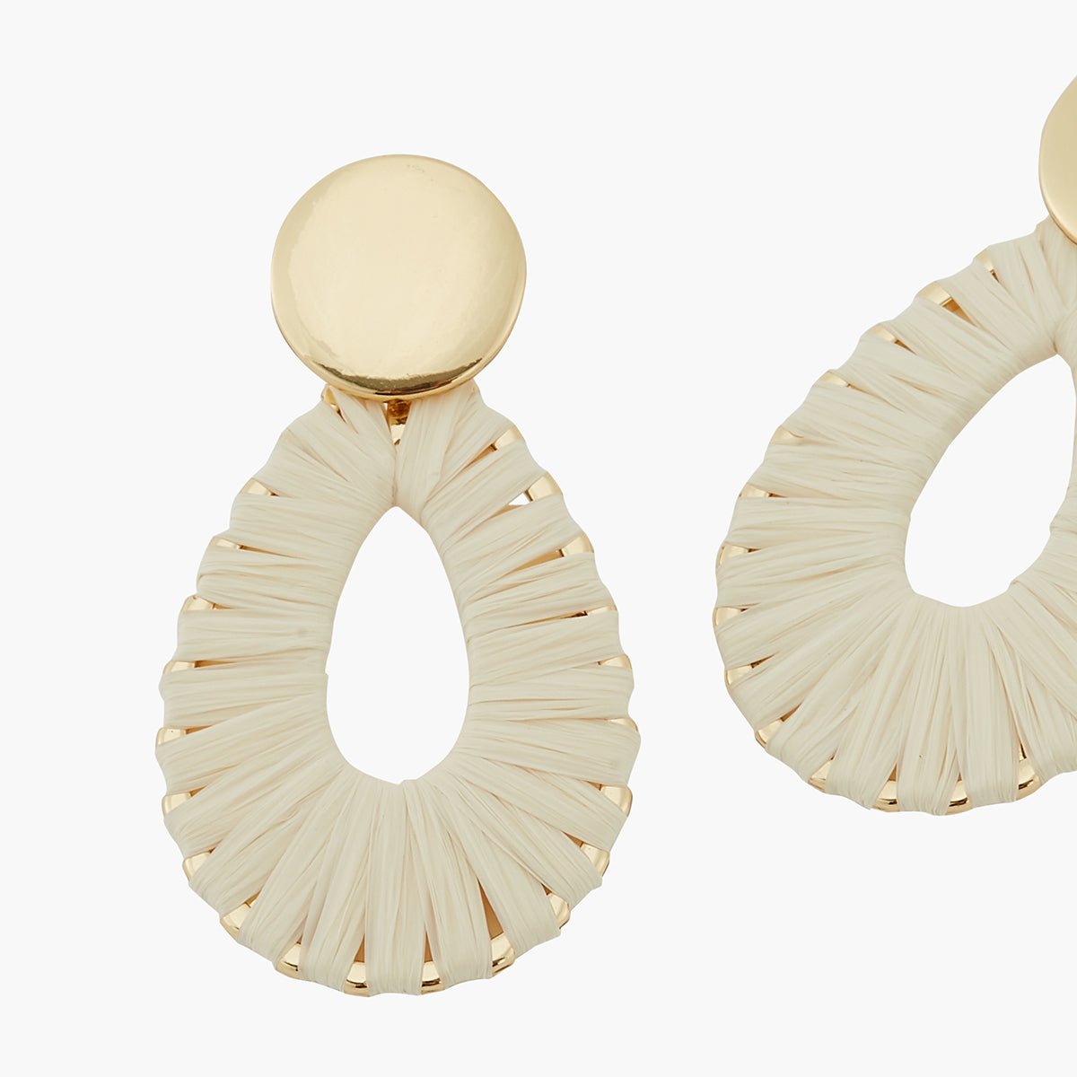Boucles d'oreilles longues raphia ivoire blanc, BALABOOSTE