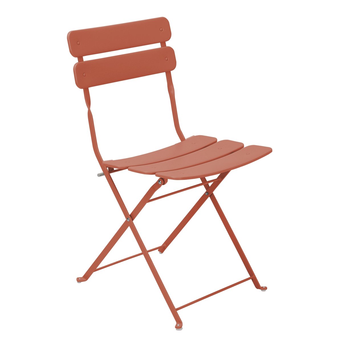 Table de jardin rabattable Et 2 chaises pliantes en métal, ANNECY terracotta, OVIALA