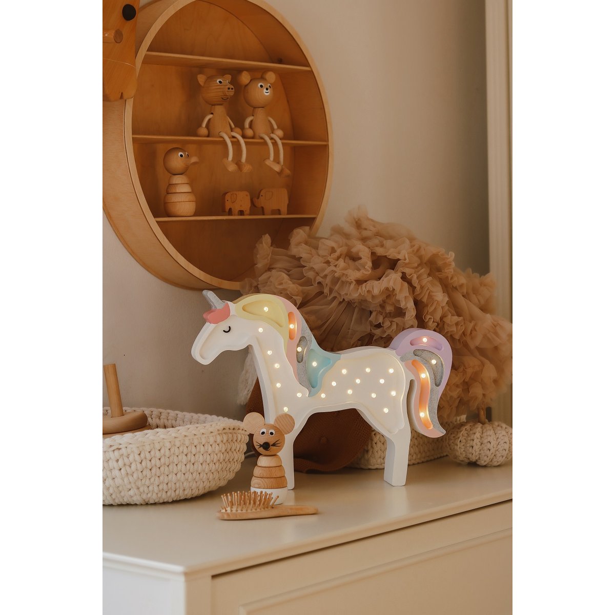 Lampe Veilleuse Licorne Arc en ciel blanc, LITTLE LIGHTS