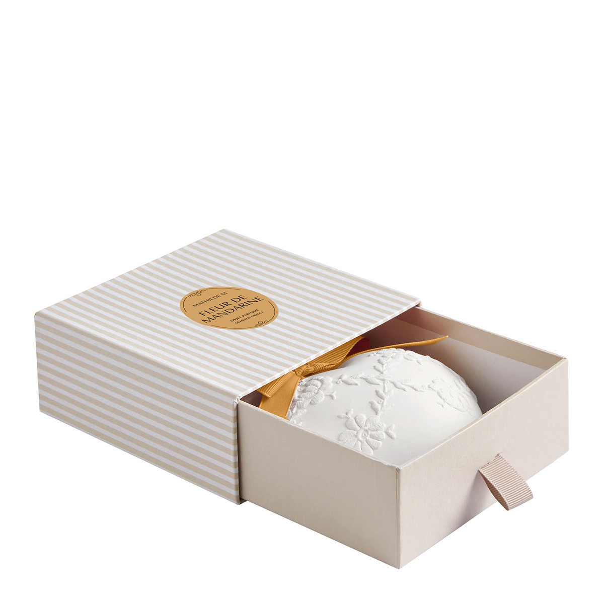 Décor parfumé Grand Cœur brodé - FLEUR DE MANDARINE blanc, MATHILDE M