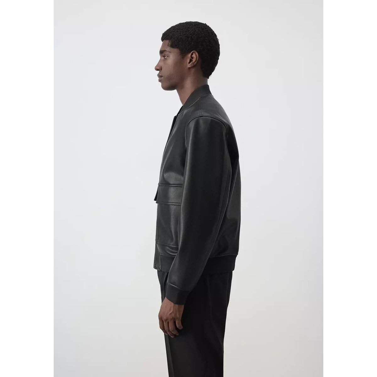 Blouson bomber simili-cuir noir, MANGO MAN