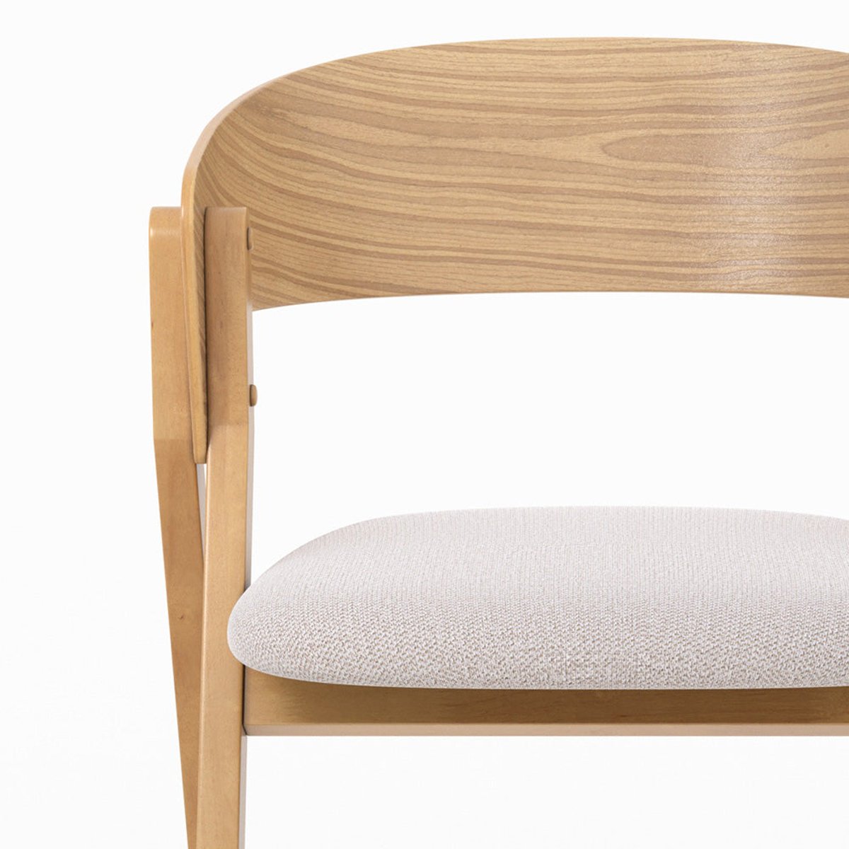 Chaise en bois d'hévéa et tissu - HÉLOÏSE beige, MAISON PAVANE