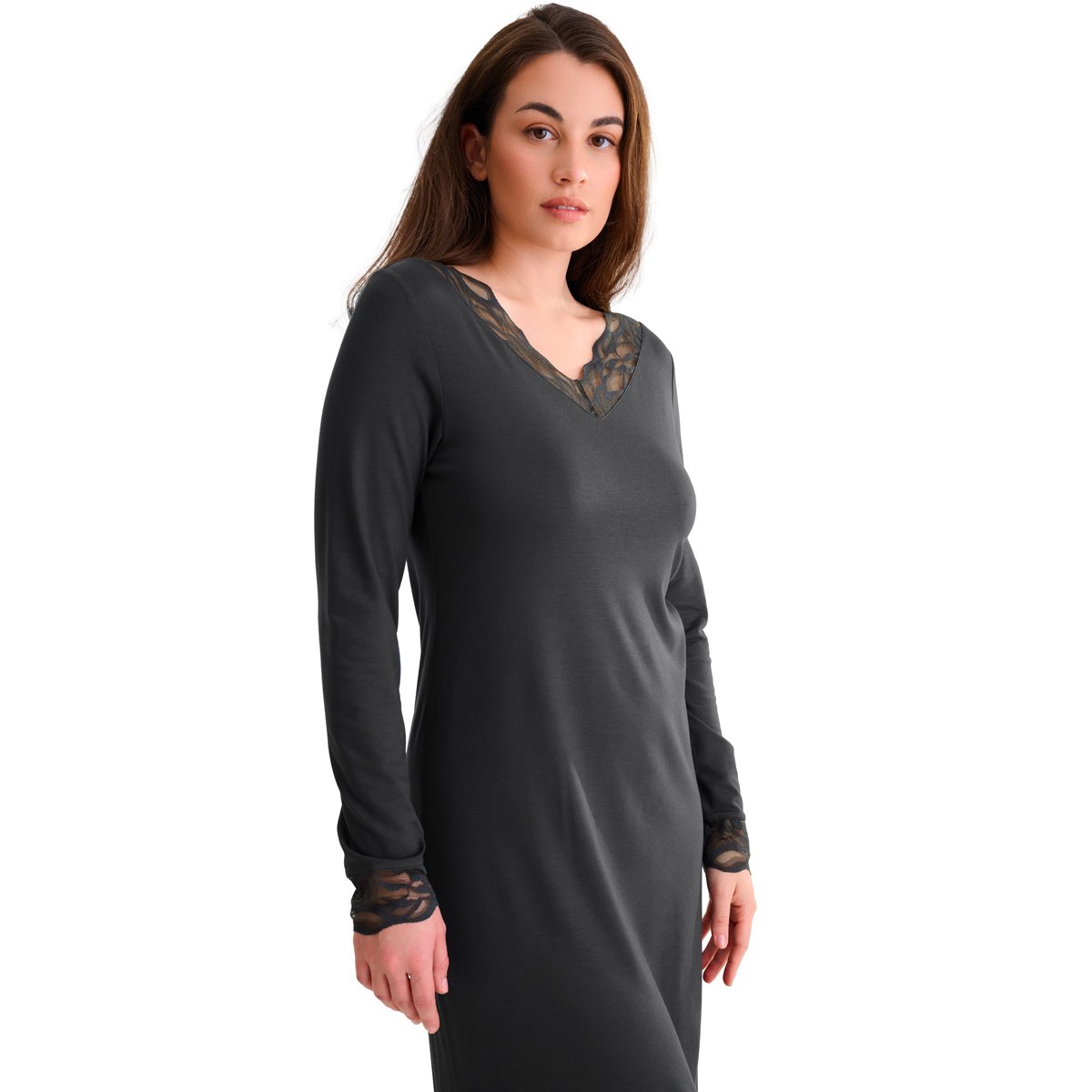Chemise de nuit manches longues RUTH gris, LISCA