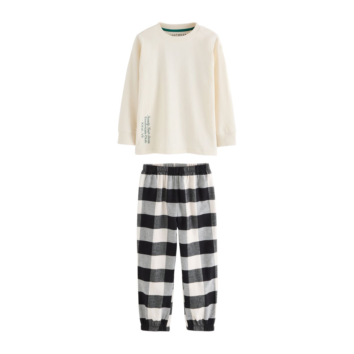 Pyjamas tissés à carreaux, lot de 3 noir/vert/blanc, NEXT
