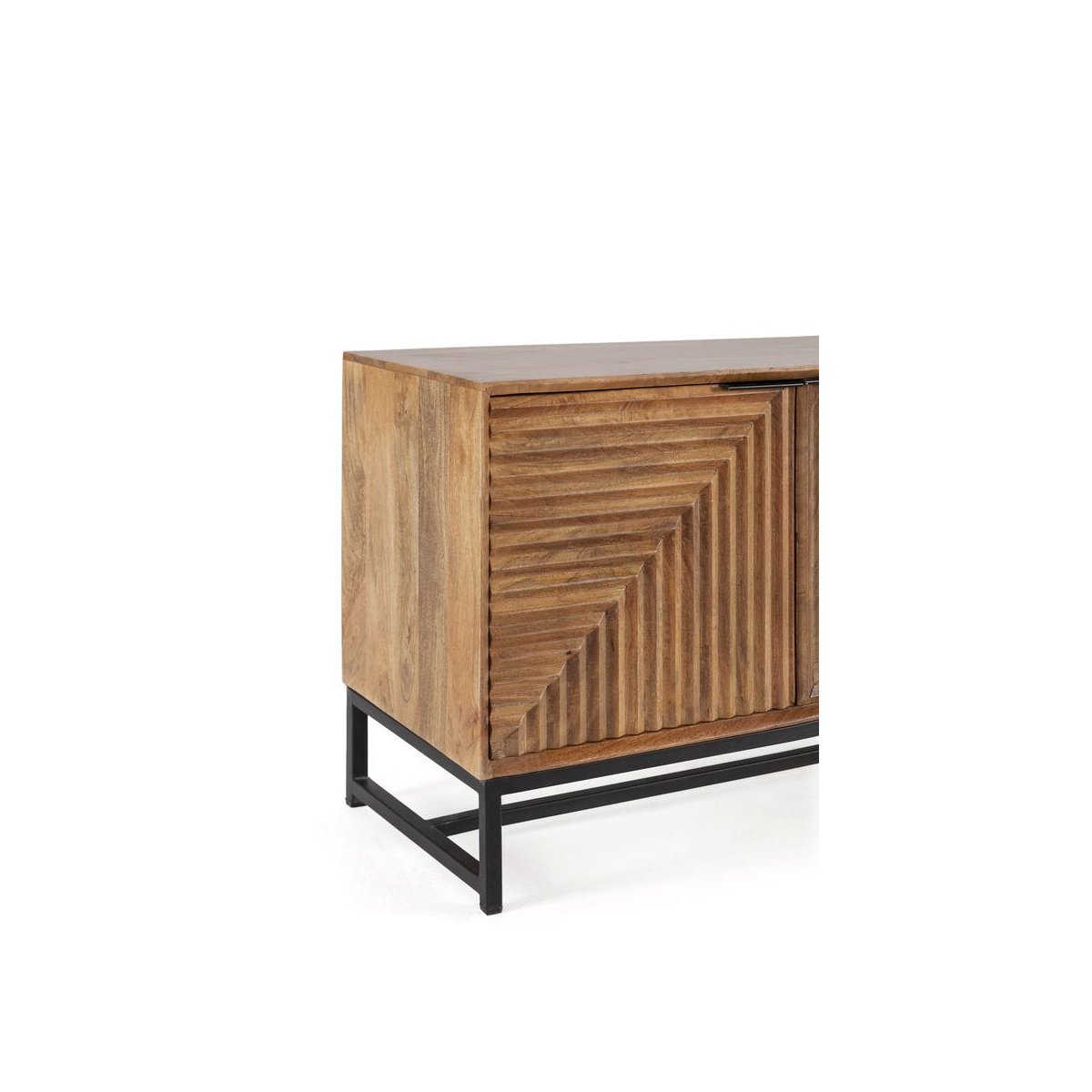 Meuble TV 160 cm bois massif, NAOMIE marron foncé, BOBOCHIC