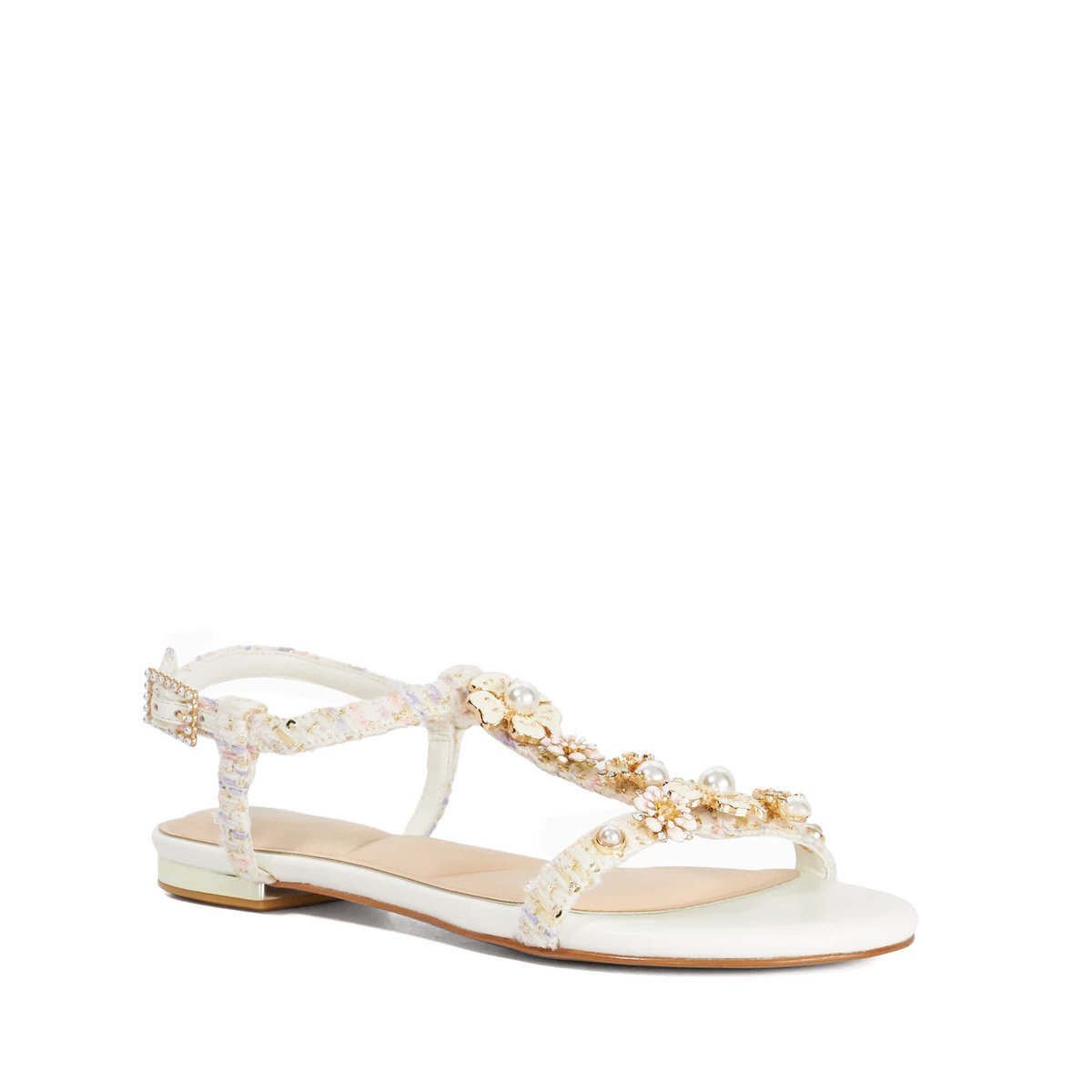Sandales style Salomé ornées de fleurs - NATURE multi-fabric, DUNE LONDON