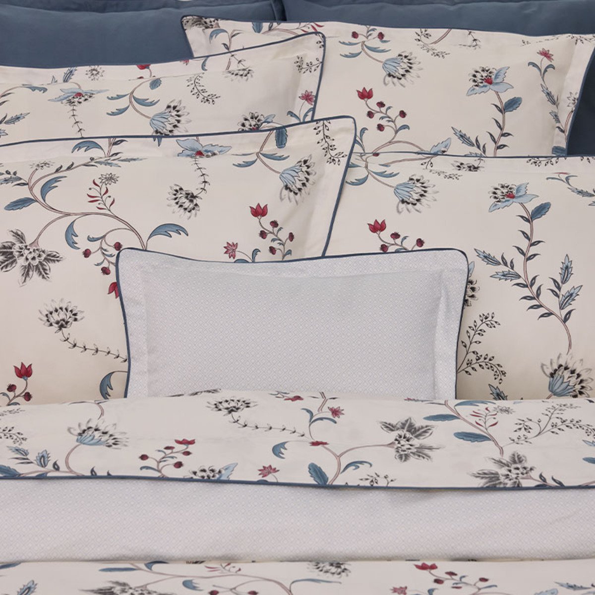 Drap plat imprimé en satin de coton bio, JARDIN D'HIVER blanc, ALEXANDRE TURPAULT
