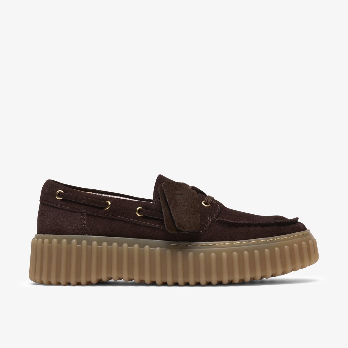 Derbies richelieus Suède TORHILL BOAT marron foncé, CLARKS