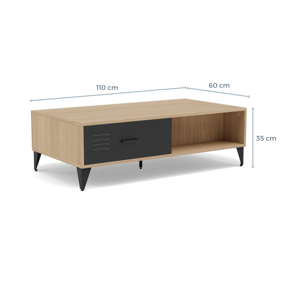 Table basse - TRIBECA bois / noir, BEST MOBILIER