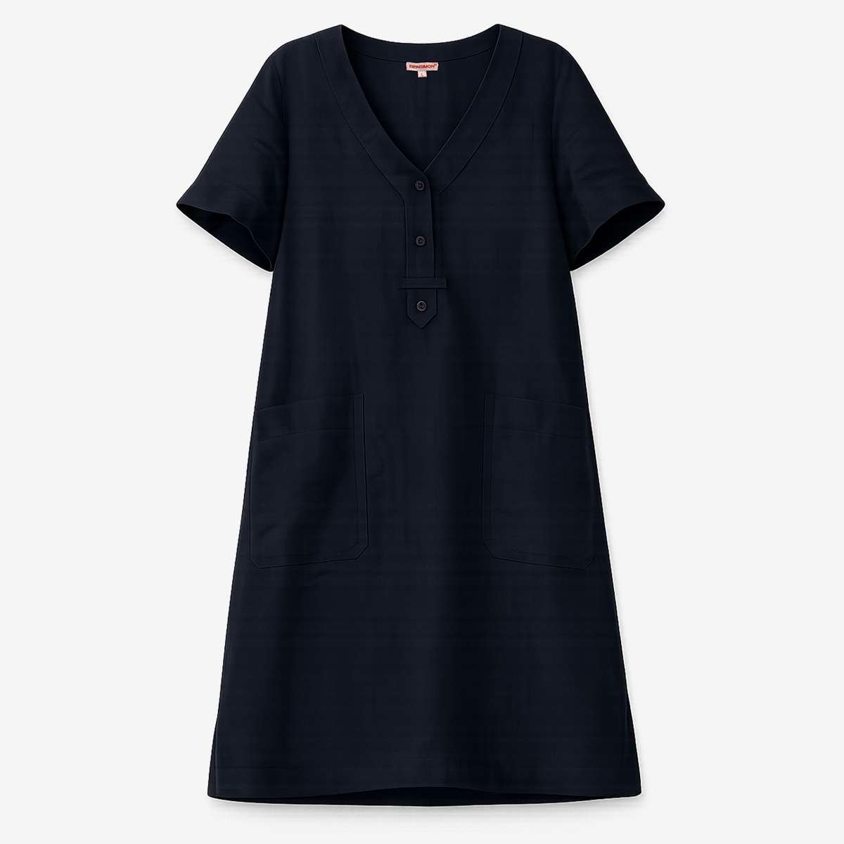 Robe courte col V en lin PATRICIA bleu nuit, BENSIMON