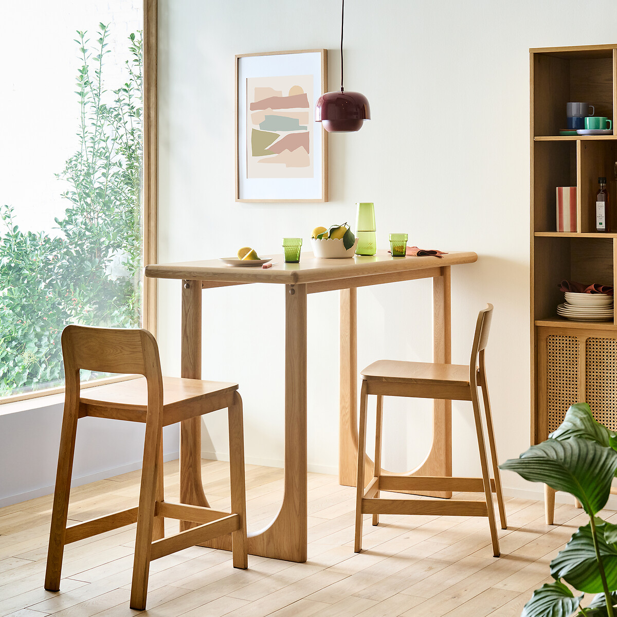 Tavolo da bar, rovere massiccio e impiallacciato, larghezza 140 cm, DOUVE color quercia, LA REDOUTE INTERIEURS