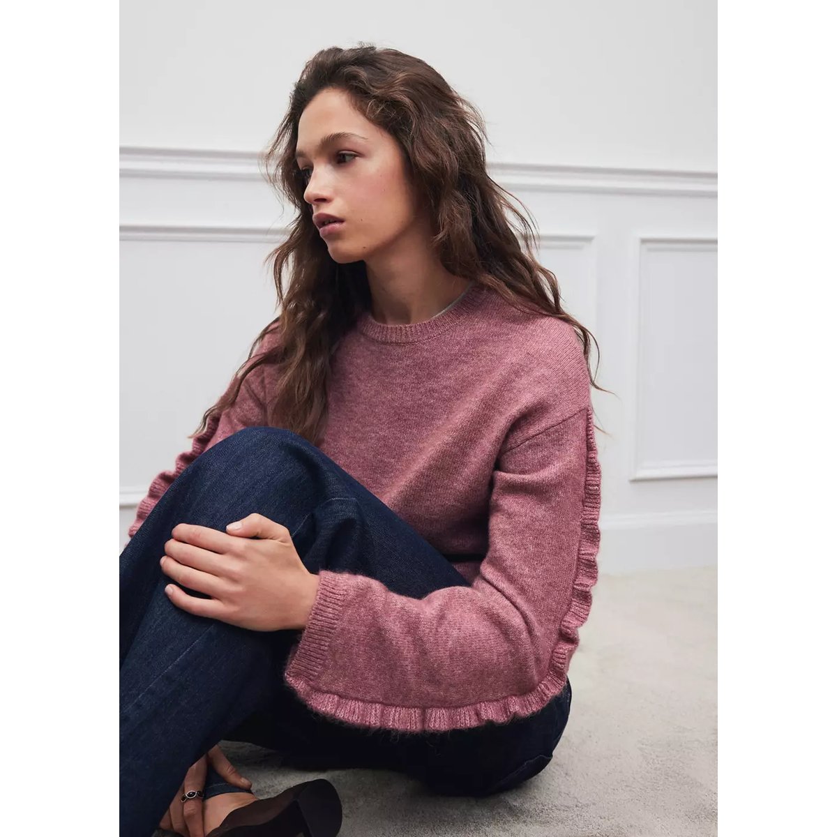 Pull-over détail à volants rose, MANGO TEEN