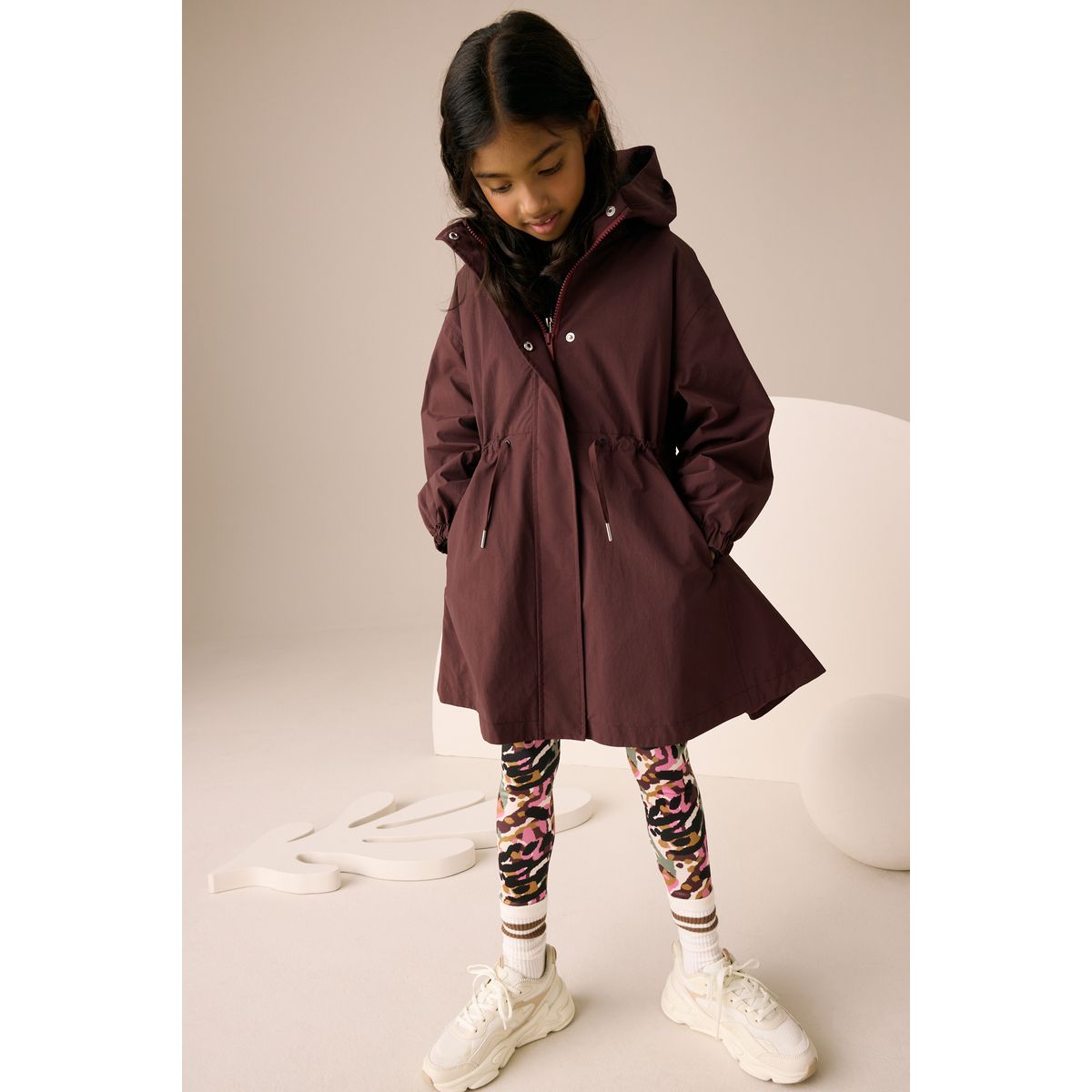 Anorak imperméable avec bas évasé rouge bordeaux, NEXT