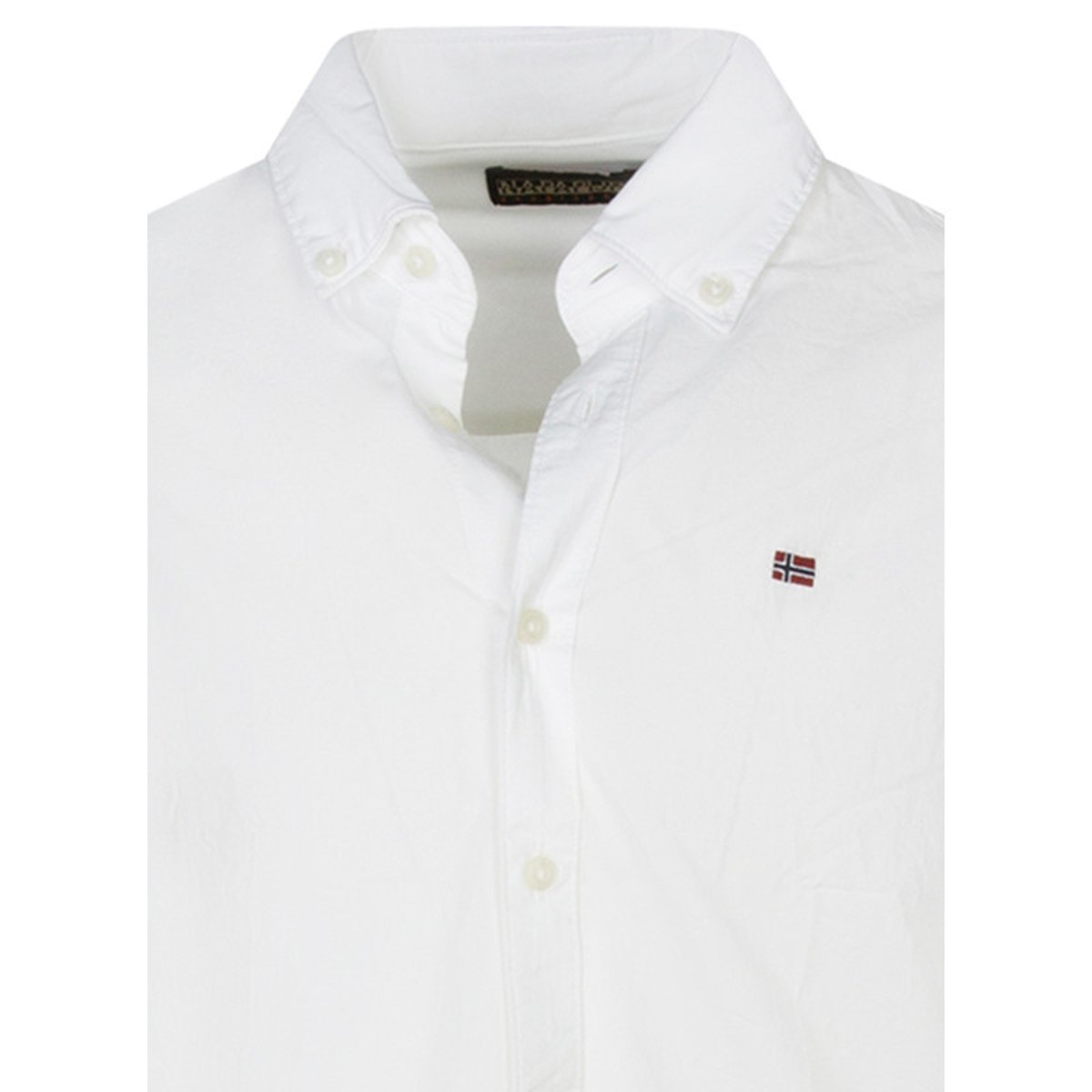 Chemise coupe regular fit Napapijri en coton blanche avec le logo brodé en petit blanche, NAPAPIJRI