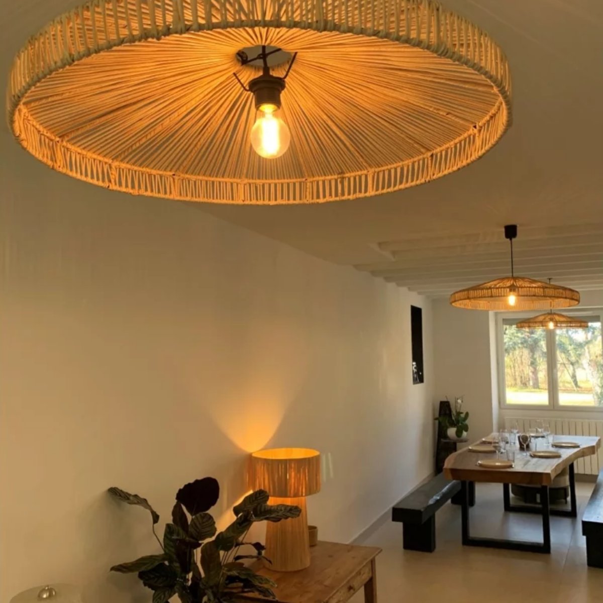 Suspension plate en rotin ESSO naturel, HYDILE