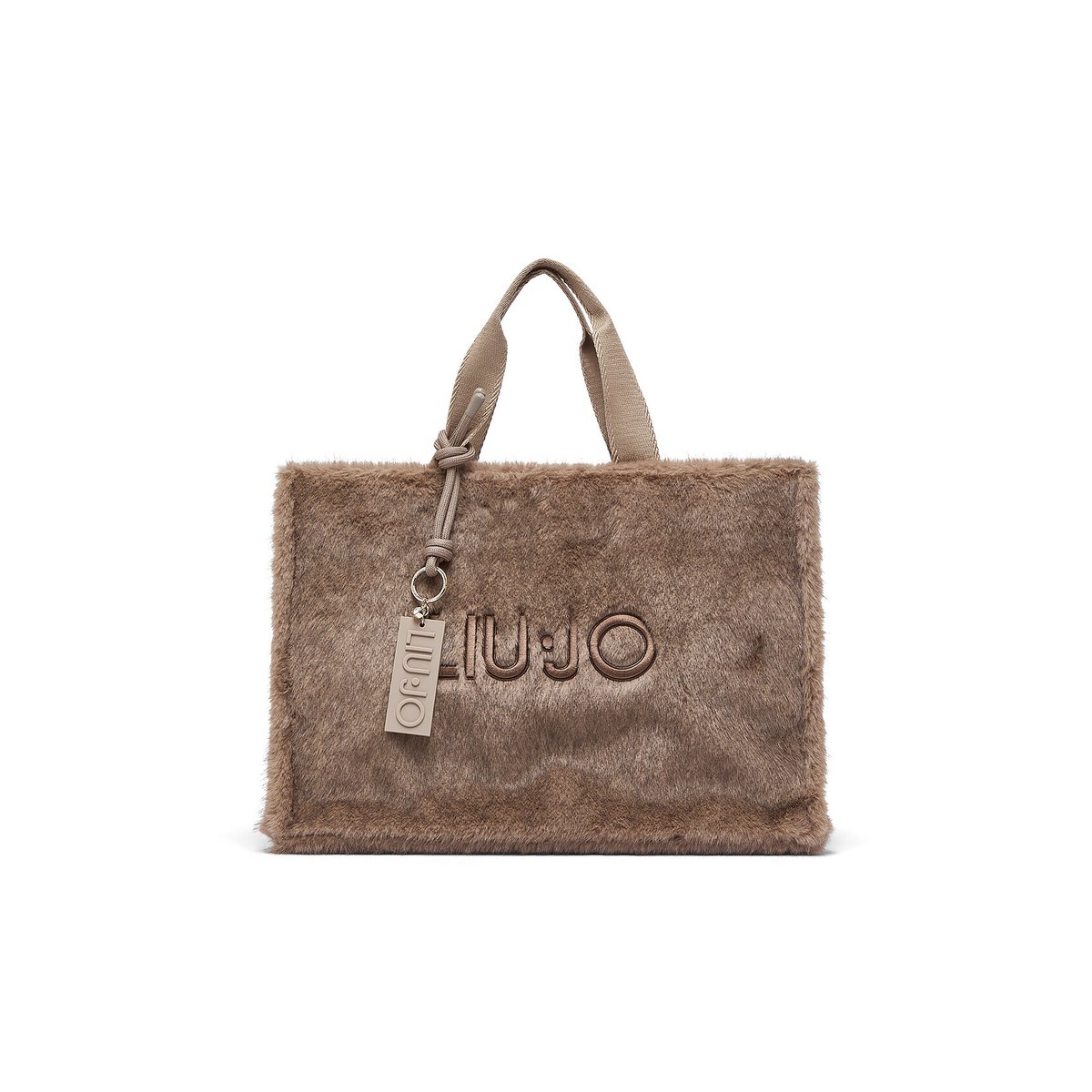 Grand sac fourre-tout en teddy beige, LIU JO