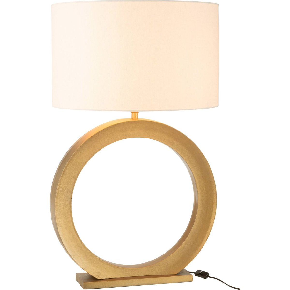 Lampe ronde en aluminium, Abat-jour tissu doré et abat jour clair, RECOLLECTION