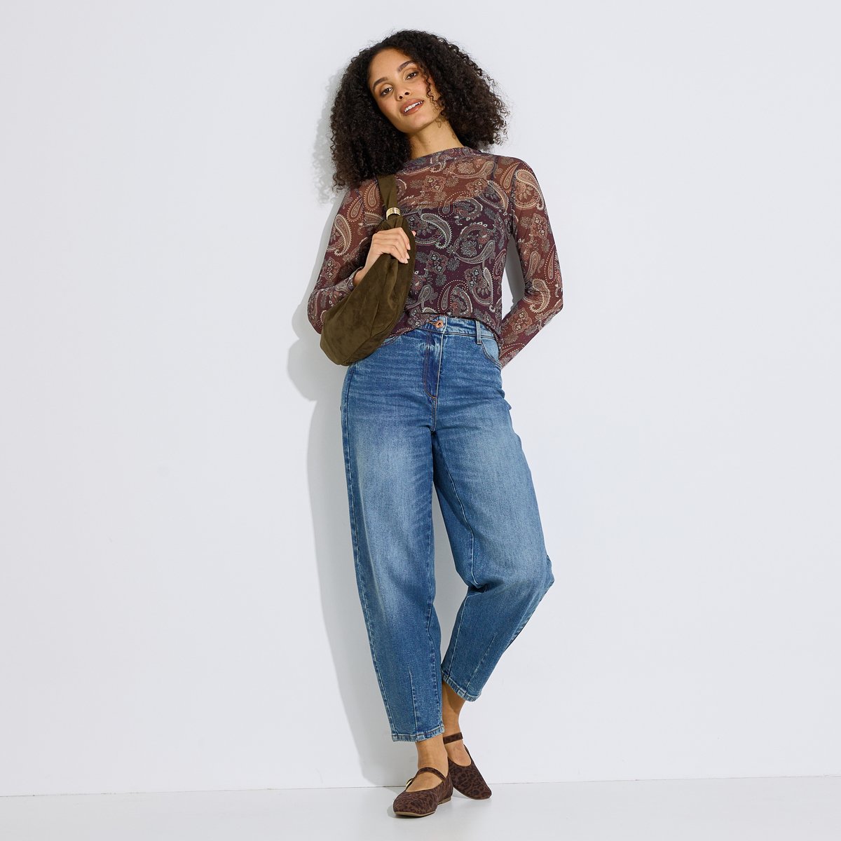 T-shirt voile imprimé cachemire rose violet, GRAIN DE MALICE