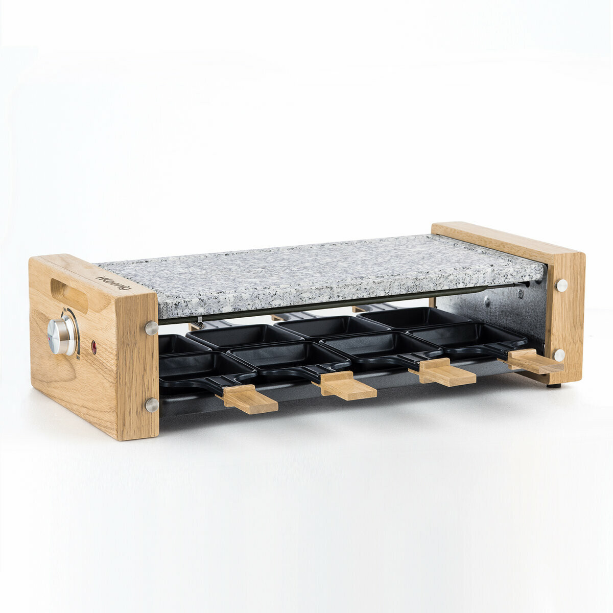 raclette et pierre à cuire 8 personnes design bois - wod8 gris, H.KOENIG