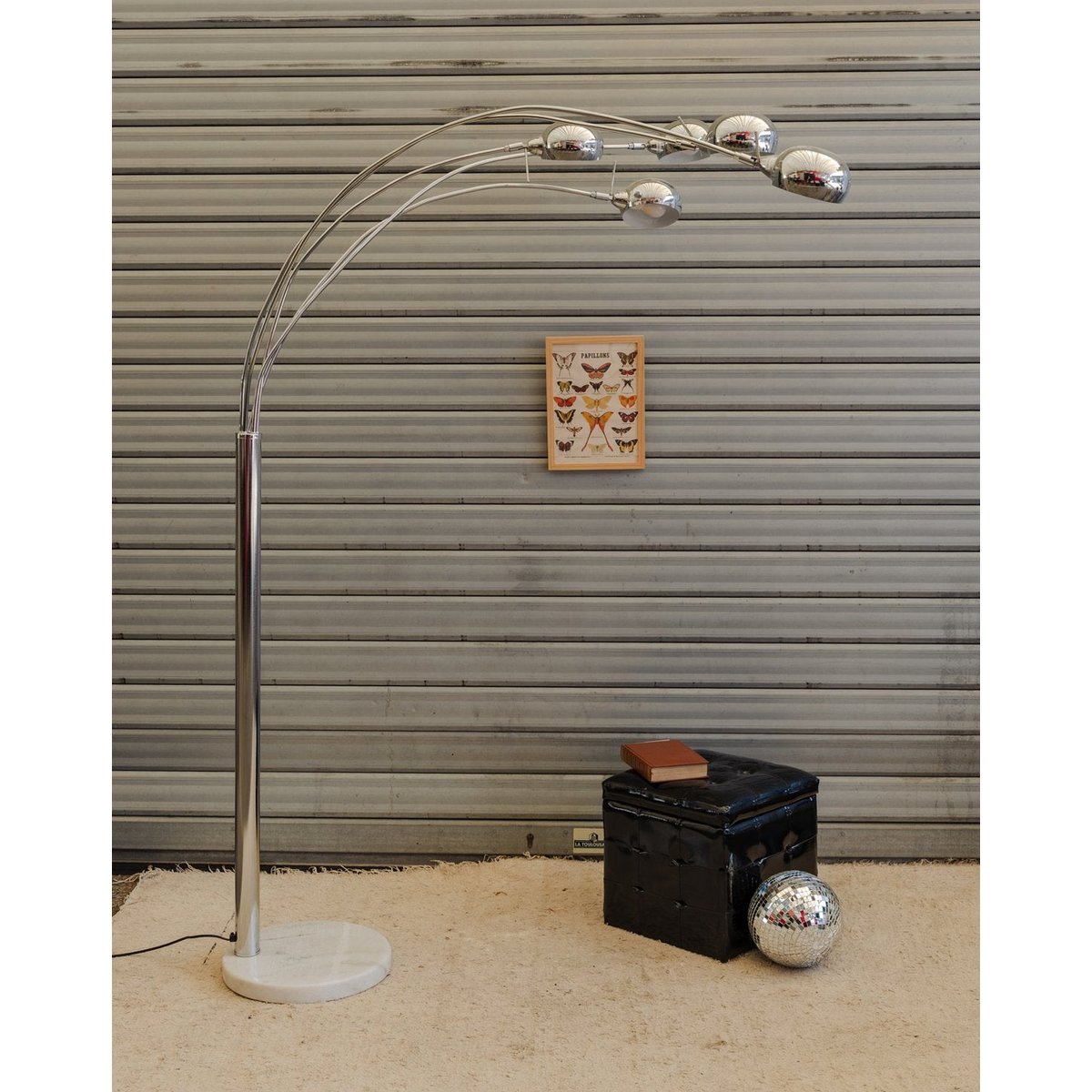 Lampadaire chromé et en marbre Julien N°416 - Bon état argenté, DEBONGOUT