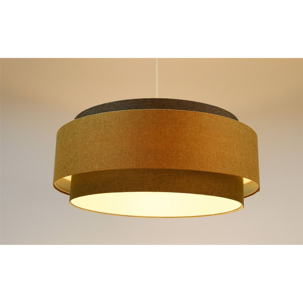 Suspension en tissu ronde, BOHO ELEGANT beige crème texturé, BPS KONCEPT