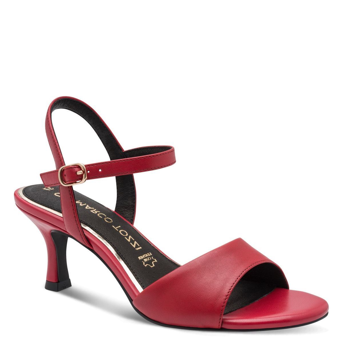 Sandale à talon en cuir rouge, MARCO TOZZI