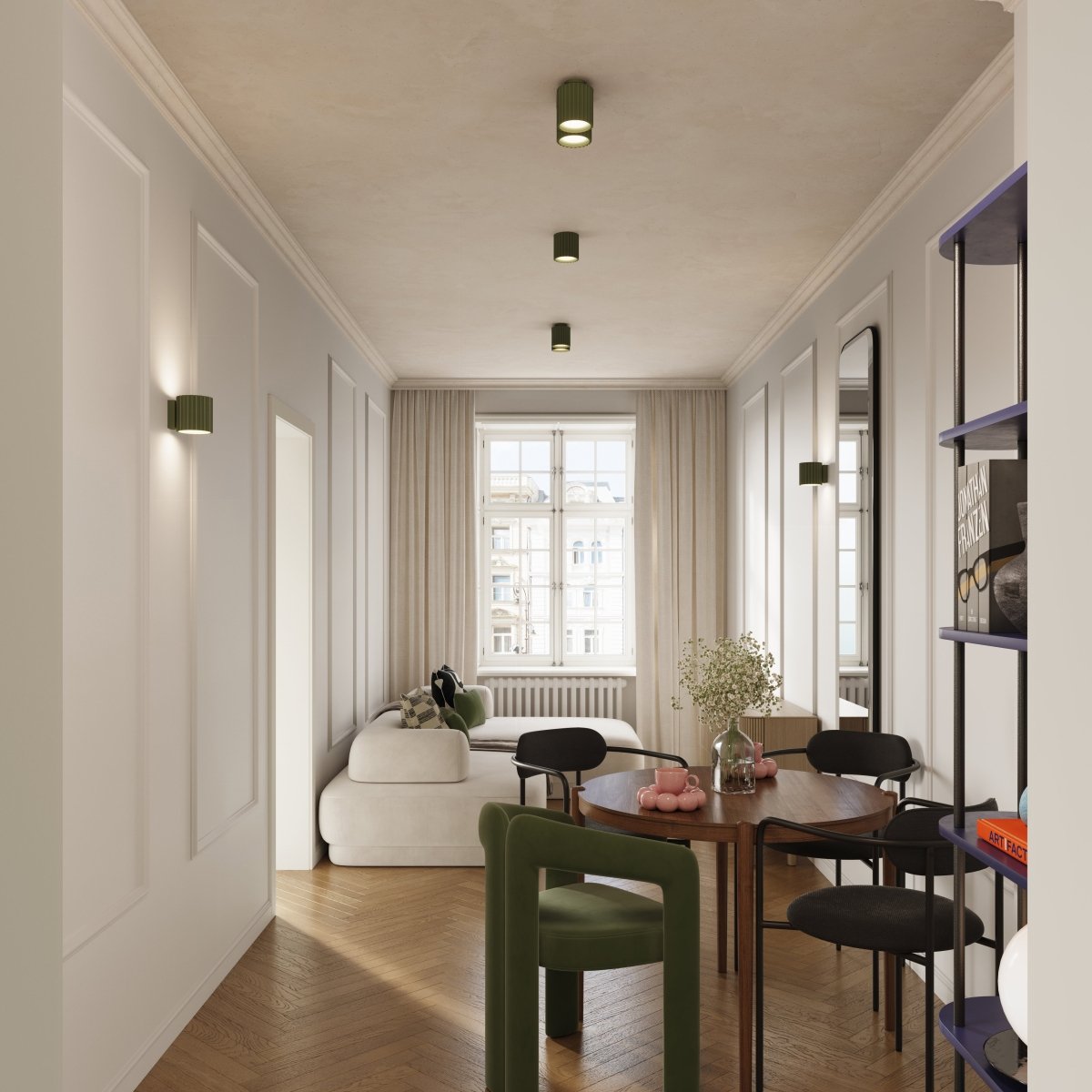 Plafonnier Aluminium Vert Olive GU10 1 Aura vert, EDEN