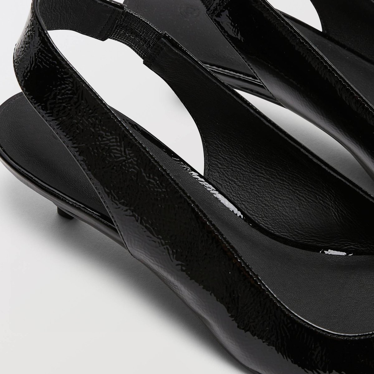 Slingback en cuir noir, MONOPRIX