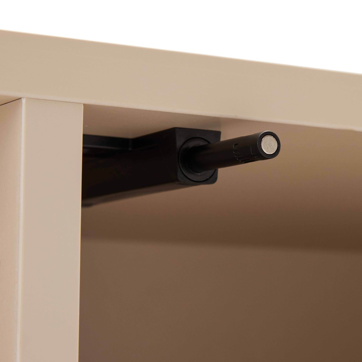 Meuble TV effet bois et cannage en rotin naturel 160 cm style bohème, WALTER crème, OVIALA