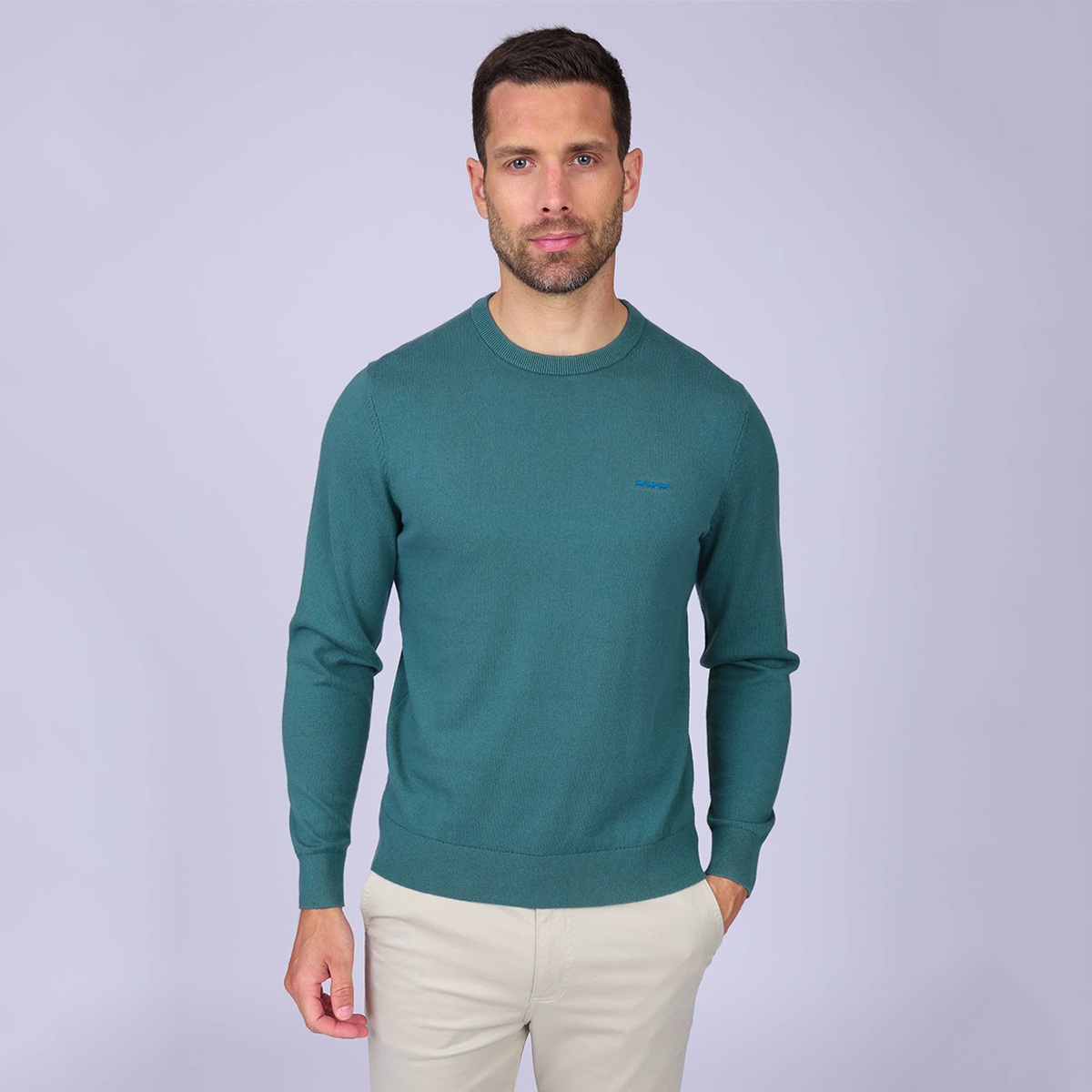 Pull Erwann bleu petrole, MISE AU GREEN