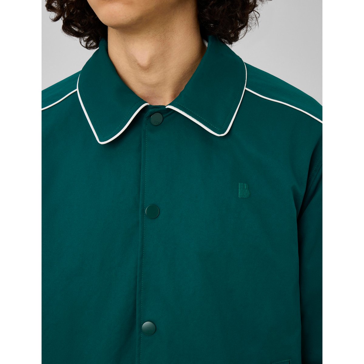 Blouson col chemise à pressions vert, BZB