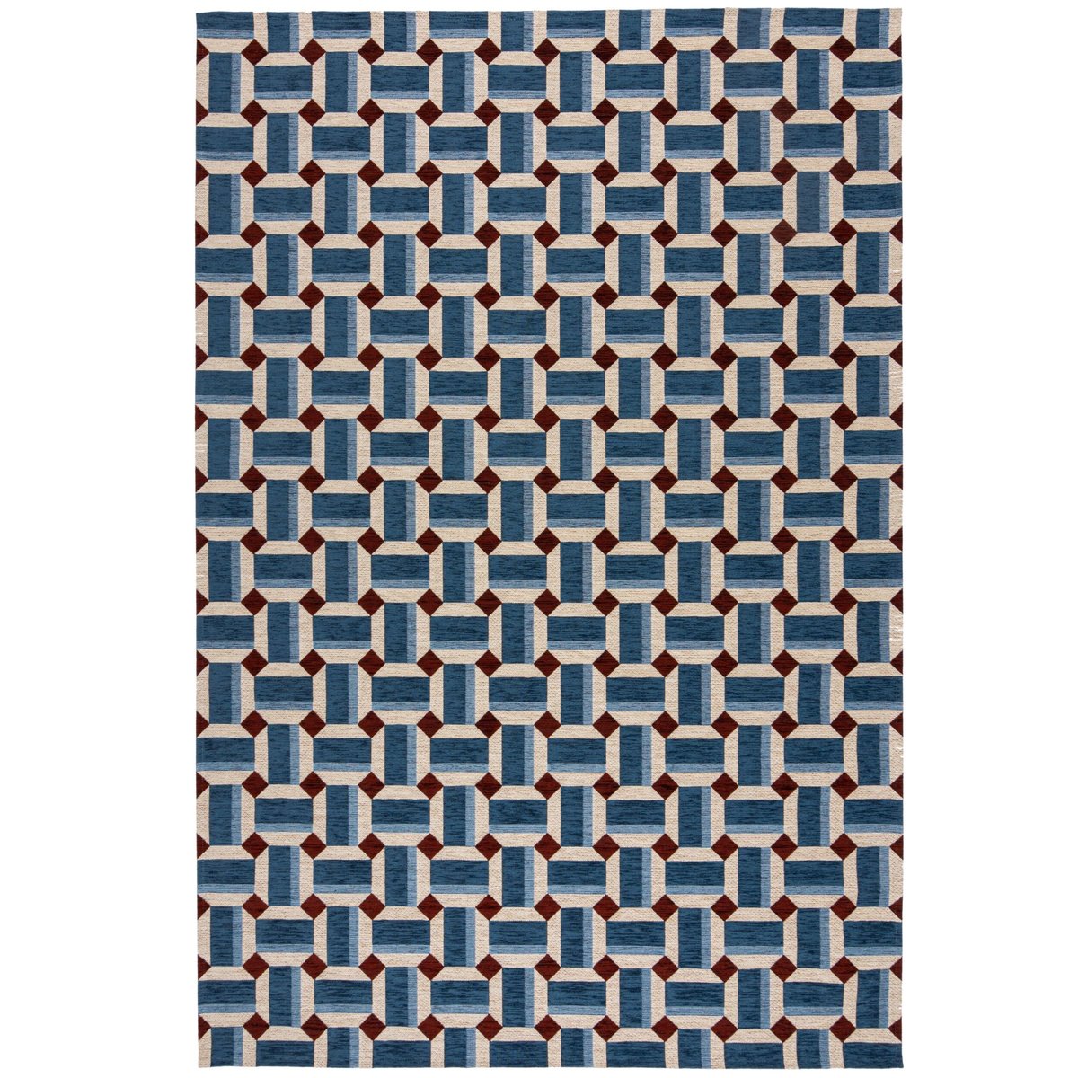 Tapis salon et chambre moderne tissé plat CLINTON bleu, NOVATREND