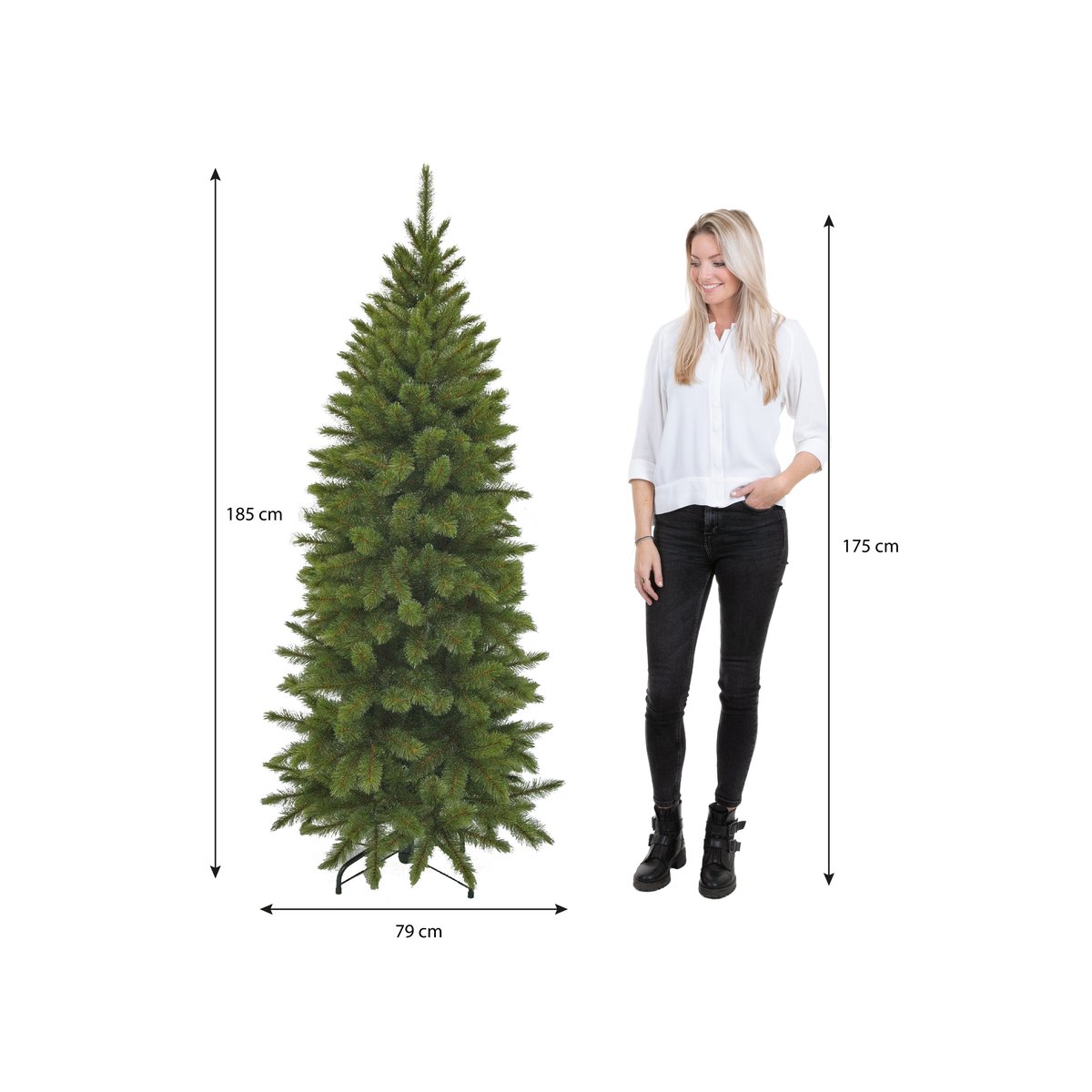 Sapin de Noël artificiel étroit H185 cm BRISTLECONE vert, TRIUMPH TREE