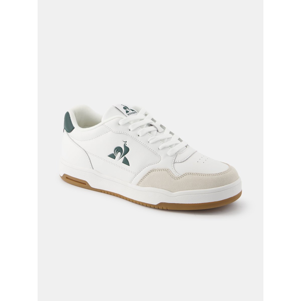 Sneakers en cuir recyclé et suede LCS Master optical white/trekking green, LE COQ SPORTIF