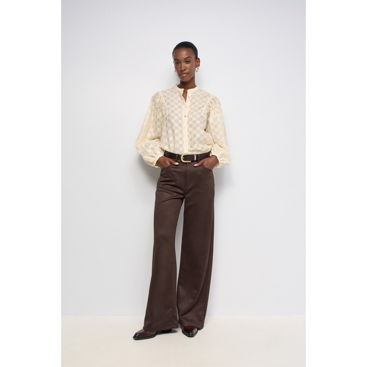 CHEMISE TEXTURÉE À MANCHES BALLON beige, SALSA JEANS