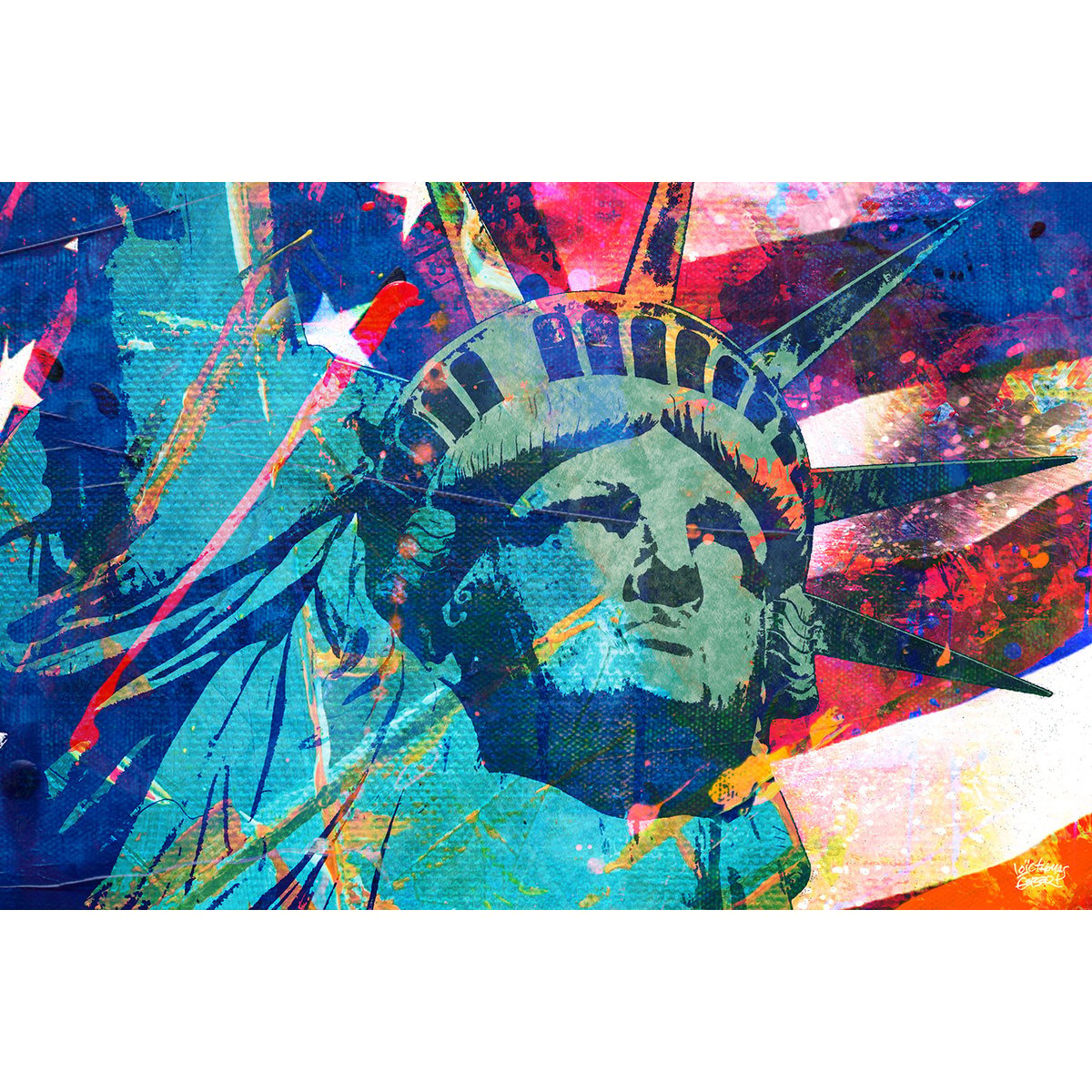 Tableau Affiche illustration graffiti statut de la liberté tableau alu dibond, HEXOA