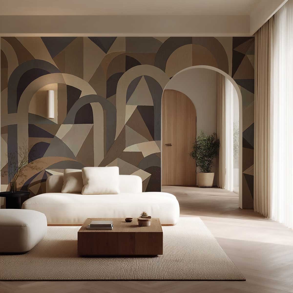 Papier peint Architectura Beige bleu, HEXOA
